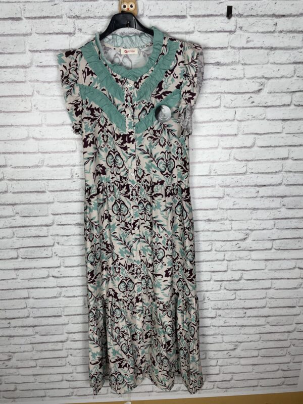 VESTIDO ESTAMPADO VOLANTITOS TURQUESA