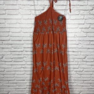 VESTIDO NIDO DE ABEJA PALMERAS MARRÓN Y NARANJA