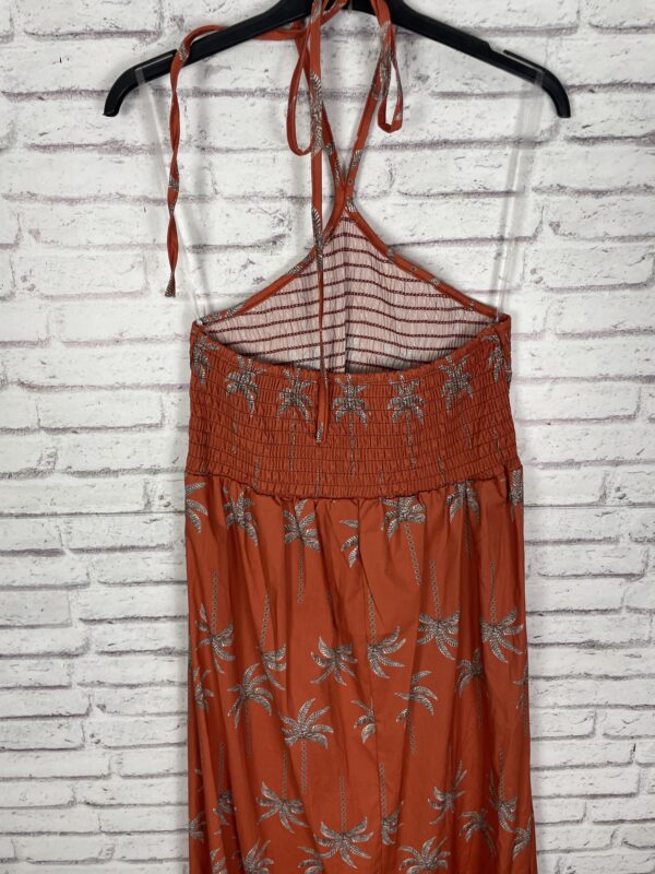 VESTIDO NIDO DE ABEJA PALMERAS MARRÓN Y NARANJA - Imagen 4