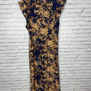 VESTIDO VOLANTE MANGAS MOSTAZA Y AZUL