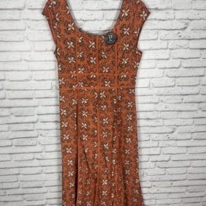 VESTIDO ESTAMPADO MARRON Y NARANJA CINTAS