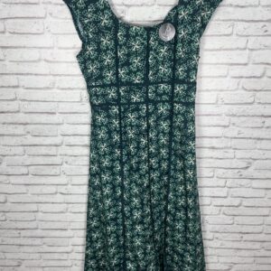 VESTIDO ESTAMPADO MARINO Y TURQUESA CON CINTAS