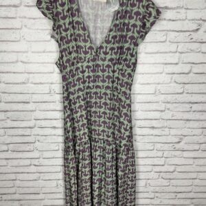 VESTIDO ESTAMPADO COTILLA VERDE Y MALVA