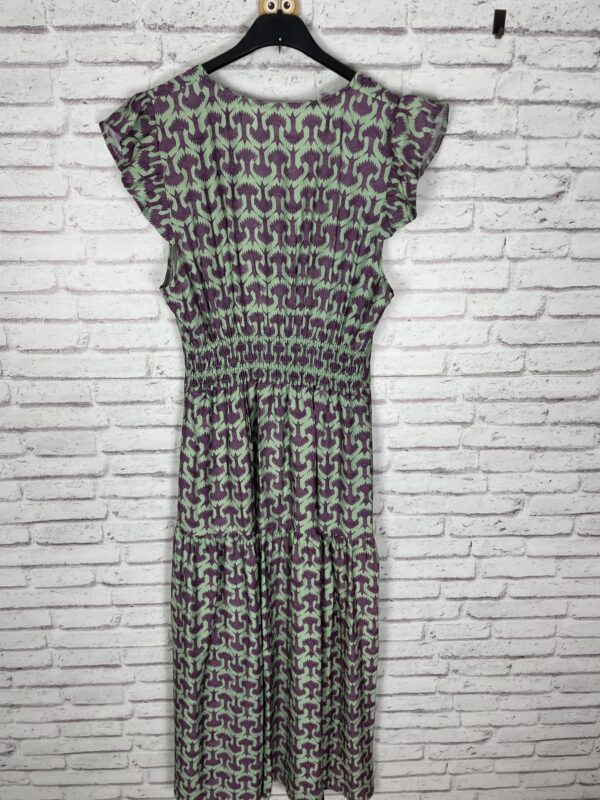 VESTIDO ESTAMPADO COTILLA VERDE Y MALVA - Imagen 3