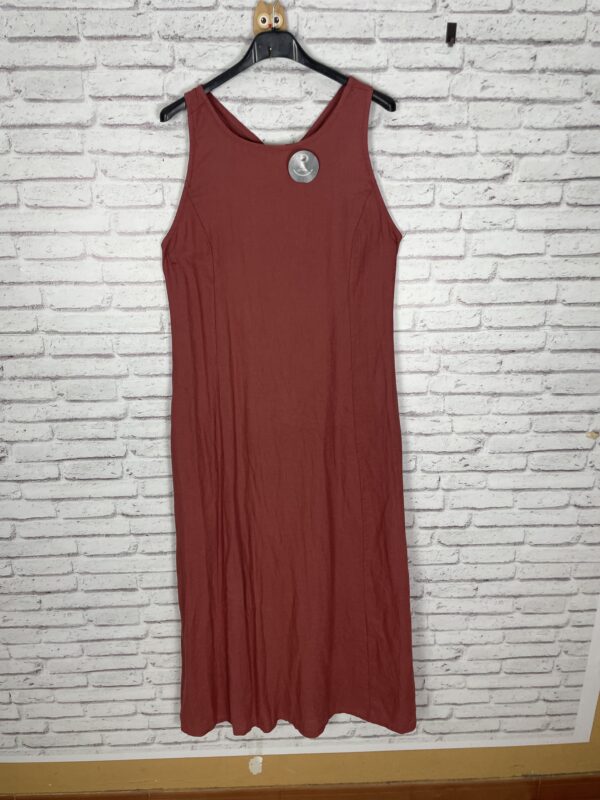 VESTIDO LINO CRUZADO TEJA