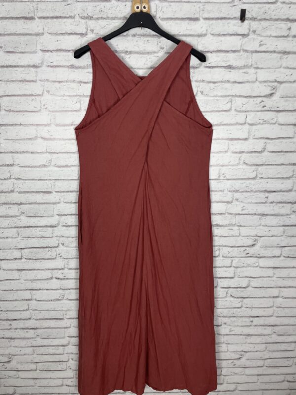 VESTIDO LINO CRUZADO TEJA - Imagen 4