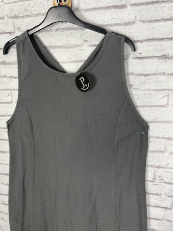 VESTIDO LINO GRIS CRUZADO - Imagen 3