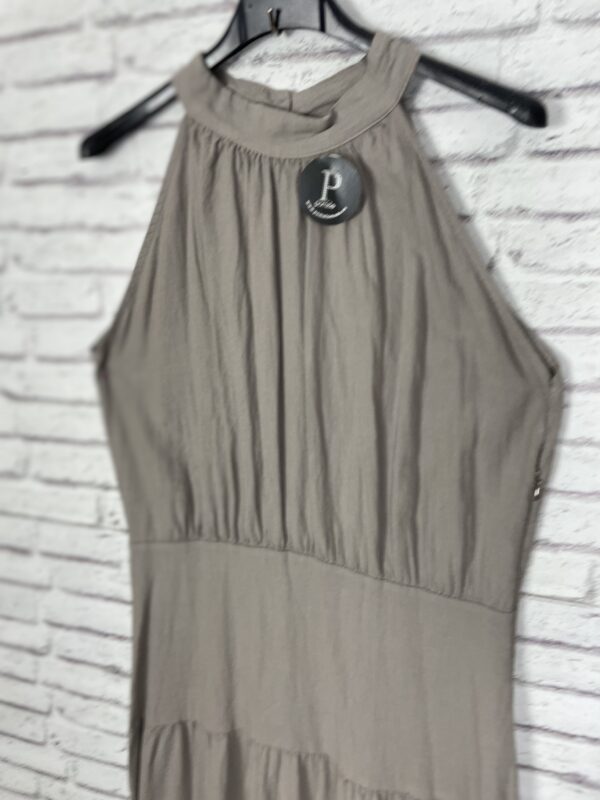 VESTIDO LINO DETALLE FAJIN BEIG - Imagen 2