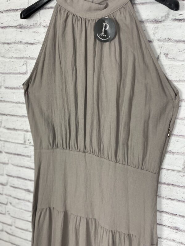 VESTIDO LINO DETALLE FAJIN BEIG - Imagen 3