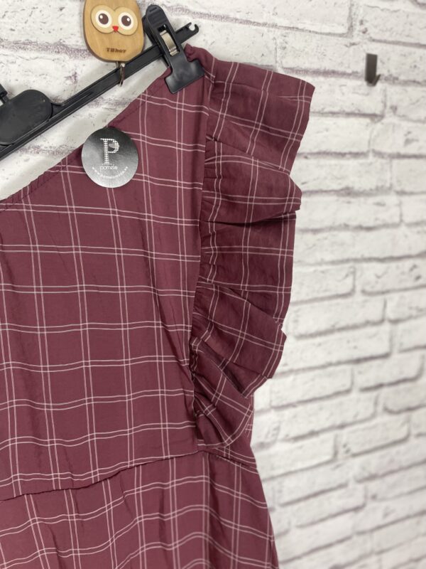 VESTIDO ASIMETRICO CUADROS CIRUELA - Imagen 3