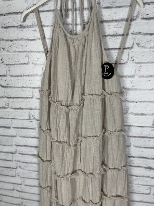 VESTIDO LINO VOLANTITOS BEIG - Imagen 2