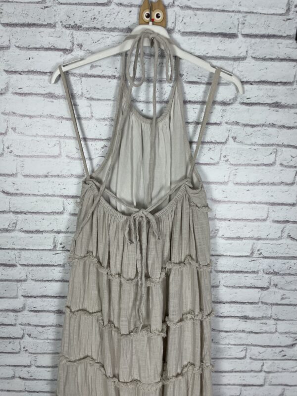 VESTIDO LINO VOLANTITOS BEIG - Imagen 4