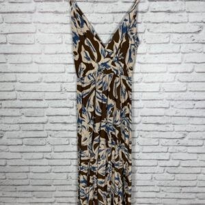 VESTIDO ESTAMPADO MARRON Y AZUL