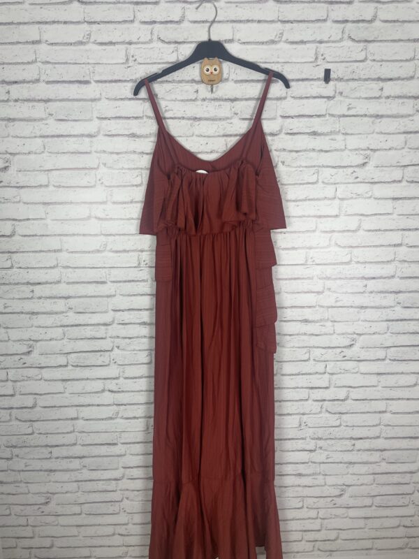 VESTIDO VOLANTES TEJA