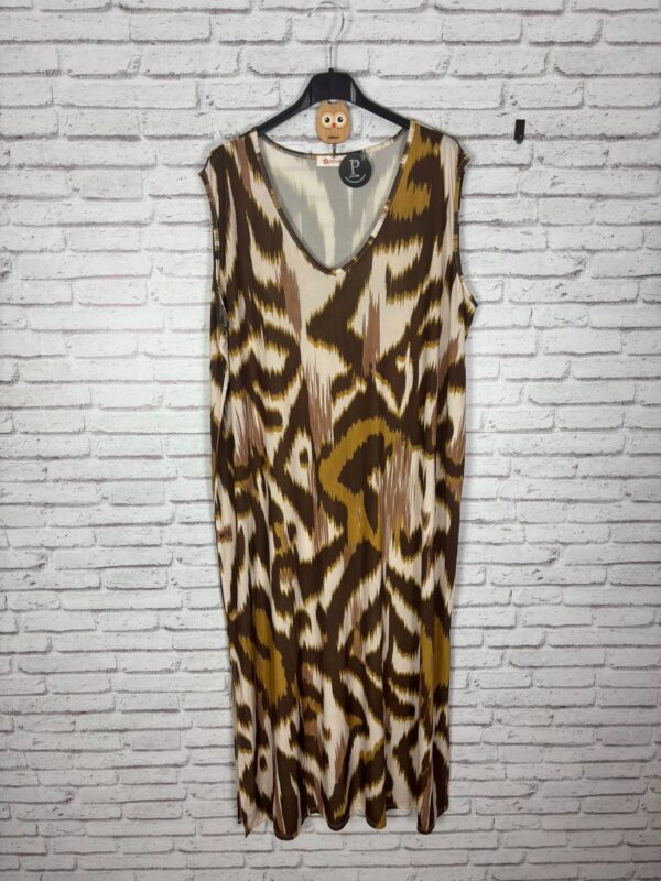 VESTIDO ETNICO PUNTO DE SEDA MARRON - Imagen 2