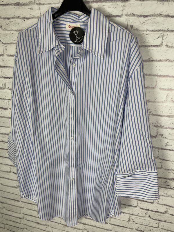 CAMISA CAMISERA RAYAS CELESTE Y BLANCA - Imagen 3