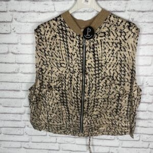 CHALECO SATINADO BEIG Y NEGRO