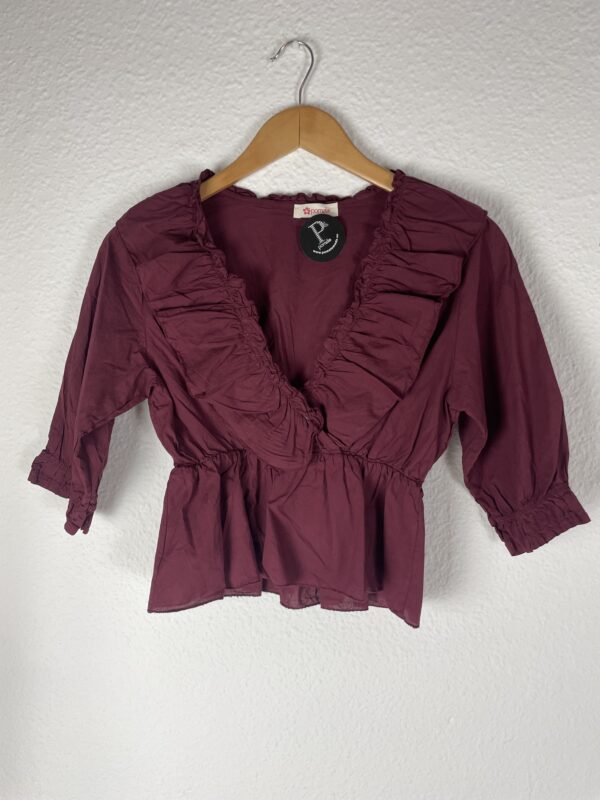 BLUSA VOLANTE BURDEOS