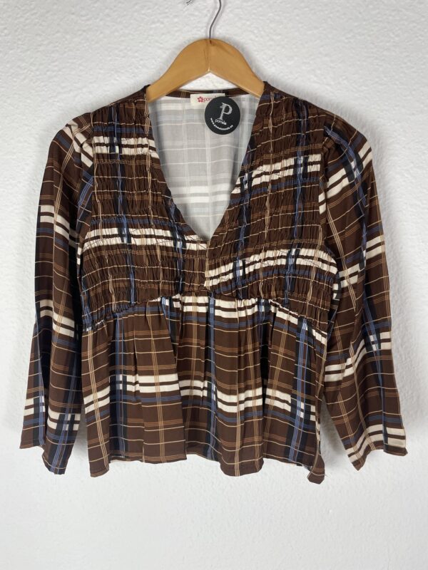 CAMISA CUADROS MARRON Y AZUL