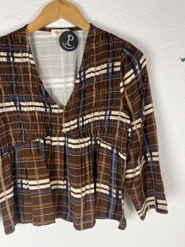 CAMISA CUADROS MARRON Y AZUL - Imagen 2