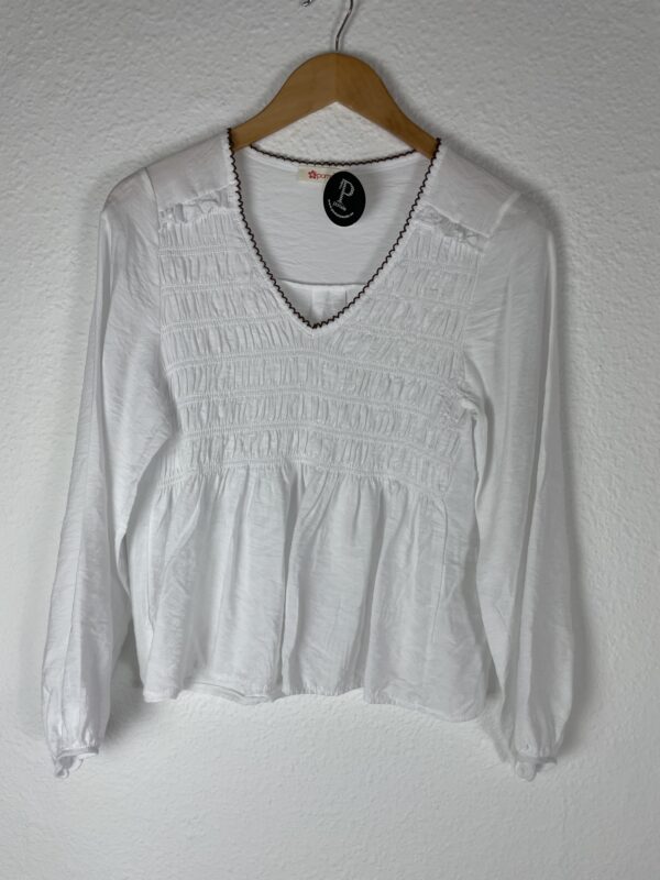CAMISA NIDO DE ABEJA BLANCA