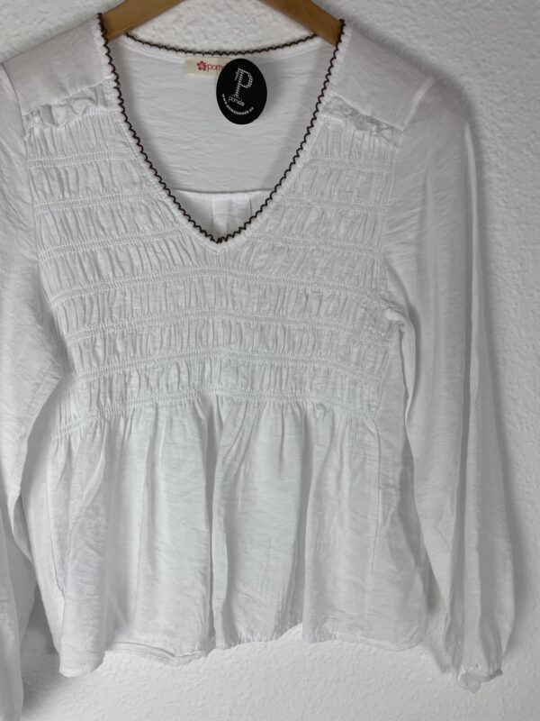 CAMISA NIDO DE ABEJA BLANCA - Imagen 2