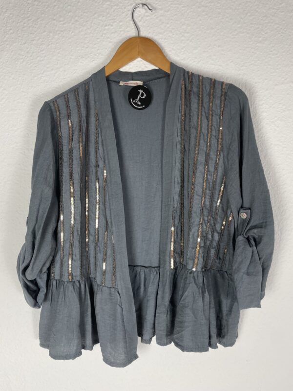 CHAQUETA GRIS LENTEJUELAS