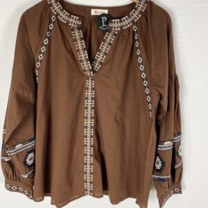 CAMISA BORDADA MARRON