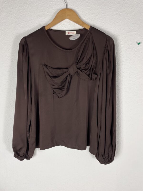 CAMISA SATINADA LAZO MARRON