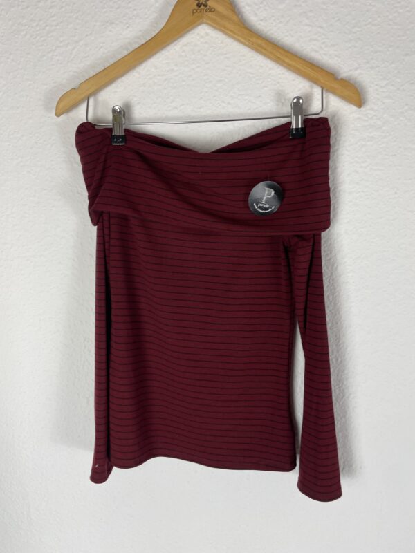 CAMISETA RAYAS BURDEOS Y MARINO CUELLO BARCO