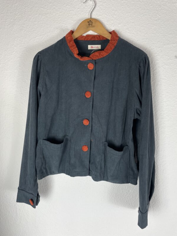 CHAQUETA PANA GRIS Y NARANJA