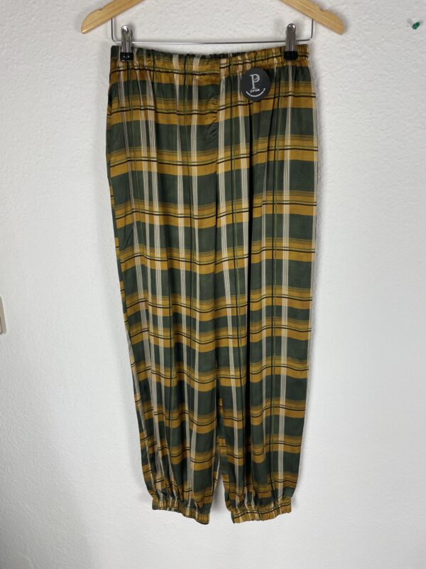 PANTALON CUADROS VERDE Y MOSTAZA
