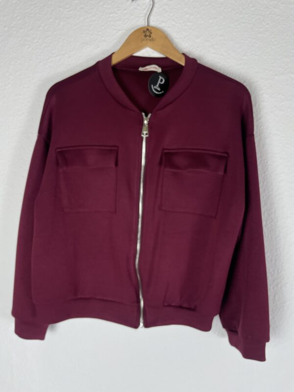 CHAQUETA ENCAJE BURDEOS