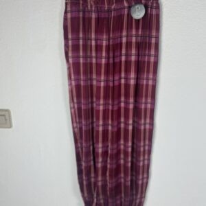 PANTALON SATINADO CUADROS BURDEOS
