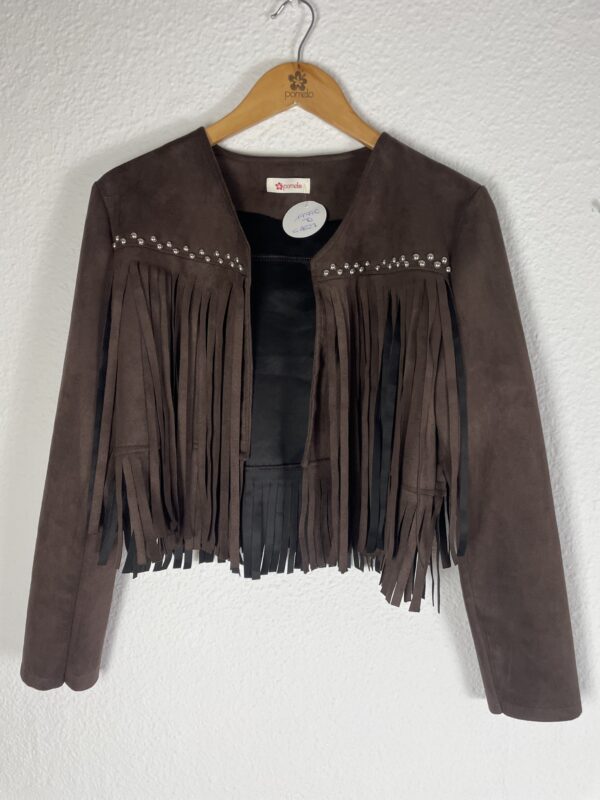 CHAQUETA ANTELINA FLECOS MARRON CON TACHUELAS