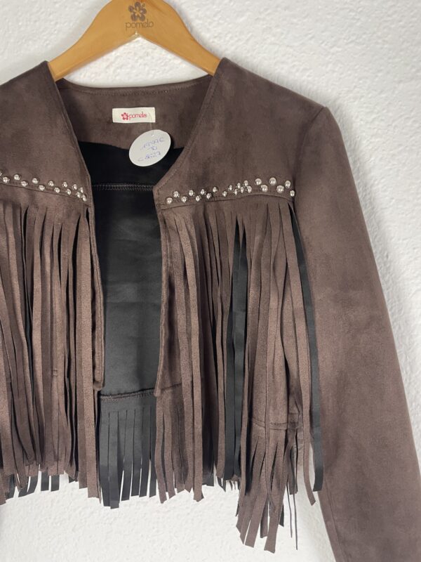 CHAQUETA ANTELINA FLECOS MARRON CON TACHUELAS - Imagen 2