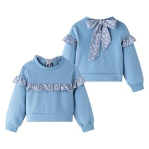 SUDADERA AZUL LAZO FLORECILLAS