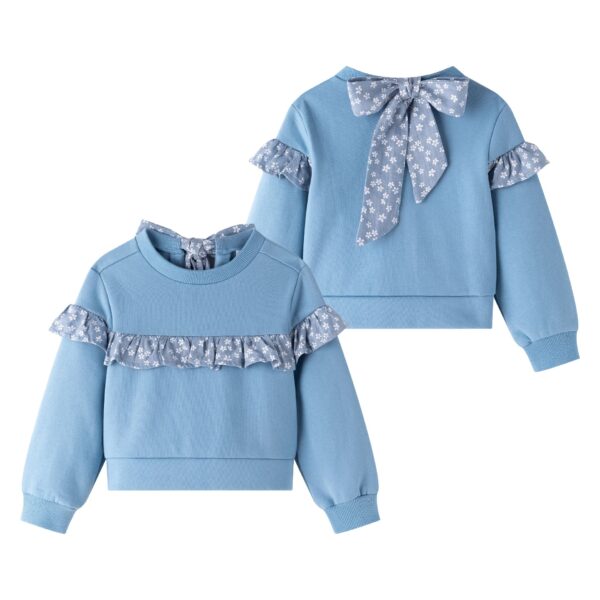 SUDADERA AZUL LAZO FLORECILLAS