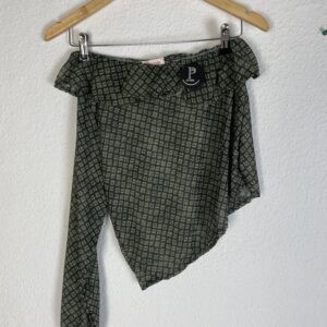 BLUSA ESTAMPADA TONOS VERDES ASIMETRICA