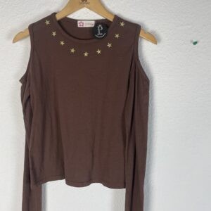 CAMISETA ESTRELLAS BORDADAS MARRON
