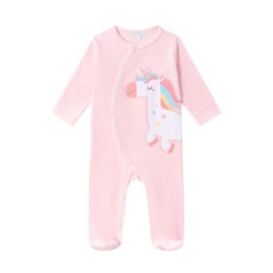 PIJAMA TERCIOPELO ROSA UNICORNIO BEBÉ