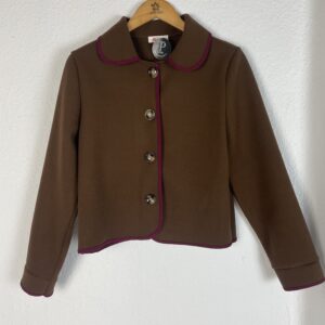 CHAQUETA PAÑO MARRON DETALLE BURDEOS