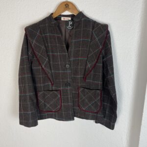 CHAQUETA CUADROS PAÑO MARRON