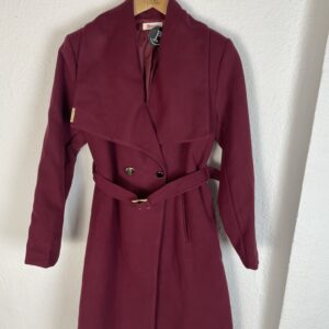 ABRIGO PAÑO CRUZADO BURDEOS PAÑO