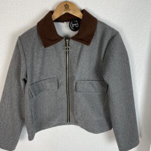 CHAQUETA GRIS PAÑO CUELLO PANA