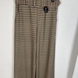 PANTALÓN CUADROS VICHY VERDE Y CAMEL