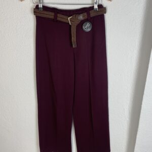 PANTALÓN BURDEOS CINTURÓN PUNTO ROMA