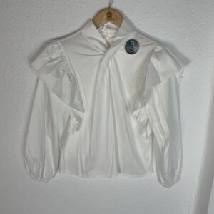 CAMISA VOLANTES CUELLO CRUZADO BLANCA
