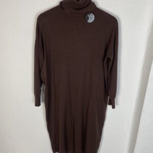 VESTIDO LANA CUELLO ALTO MARRON