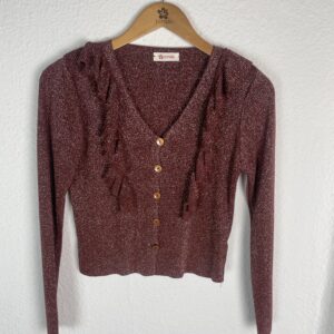 CHAQUETA BRILLO VOLANTES BURDEOS